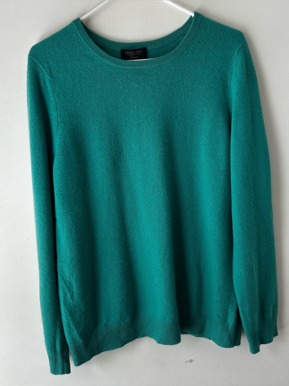 Charter Club Luxury 100% Cashmere Crewneck Sweater Teal Extra Large
